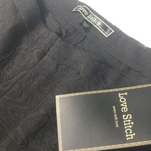 NWT Detailed Black Straight Leg Dress Pants